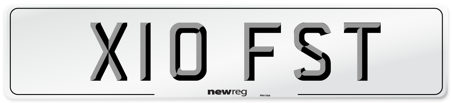 X10 FST Number Plate from New Reg